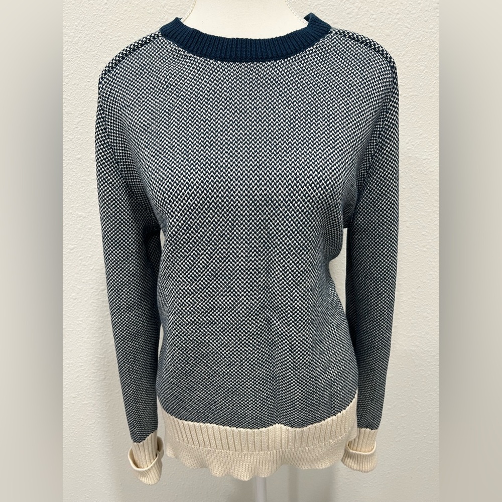 MONOPRIX HOMME Blue and Cream Crewneck Sweater EUC - Picture 2 of 8